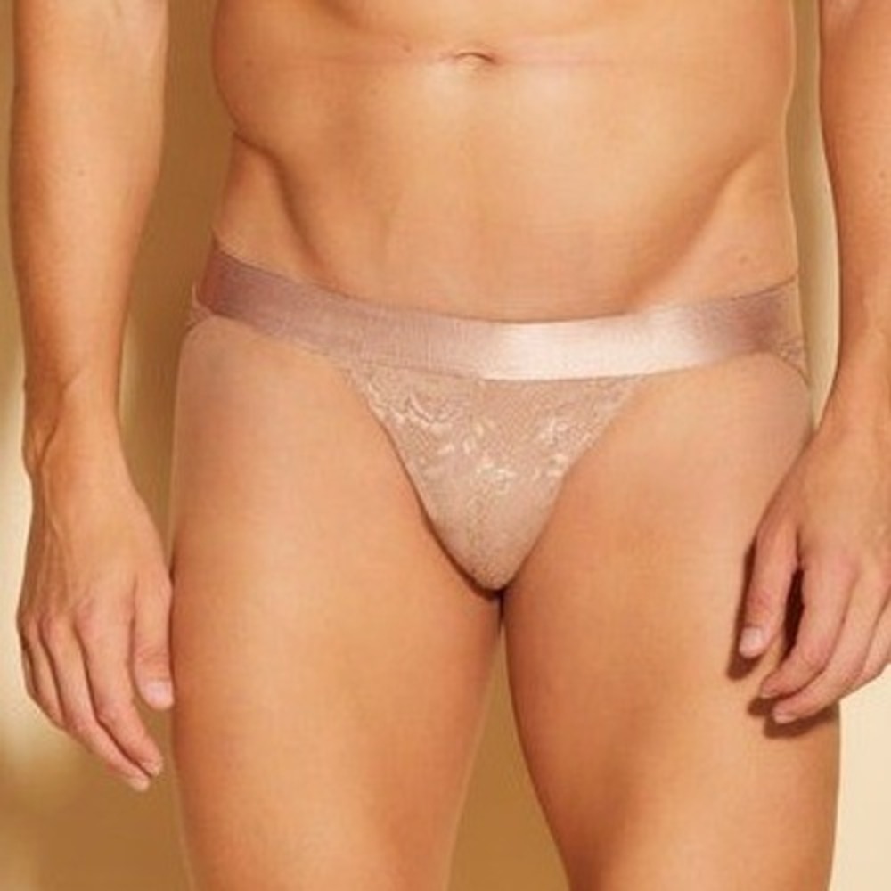Cosabella Never Say Never Men's Lace Mid-Rise Brief Shimmer Contour Pouch